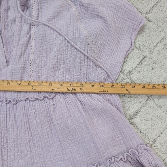 Karlie Dress Womens L Purple Lavender Wisteria Tiered Mini Flouncy Cotton Gauze - Picture 10 of 12